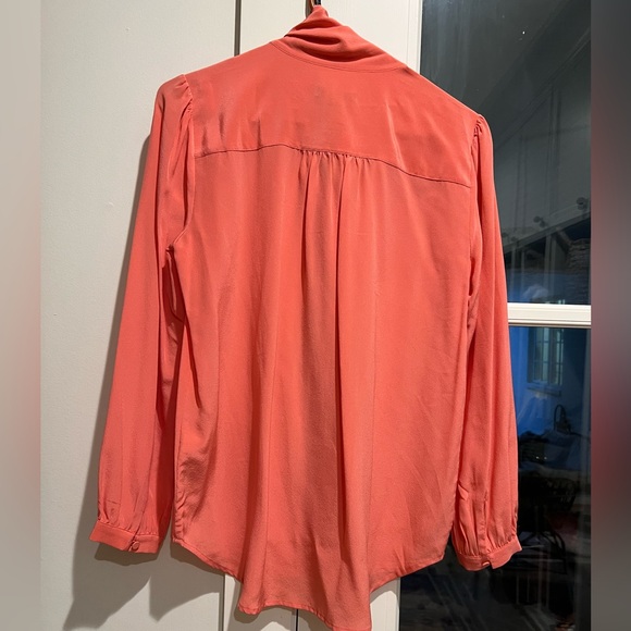J. Crew tie-neck blouse in Re-Imagined Silk in bright coral - Picture 2 of 5